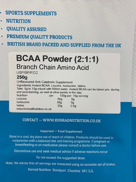 BCAA Powder 250g Branch Chain Amino Acid 2-1-1 Instantised