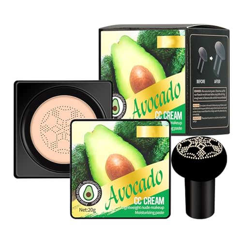 CrownLite Moisturising Avocado CC Cream, 2025 New Mushroom Head BB Cream Foundation, Brightening Pigment Liquid for Hydrating and Long-Lasting Coverage