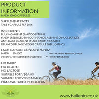 Hellenia NADH 10mg | 30 Capsules | Energy Supplement | Vegan Friendly