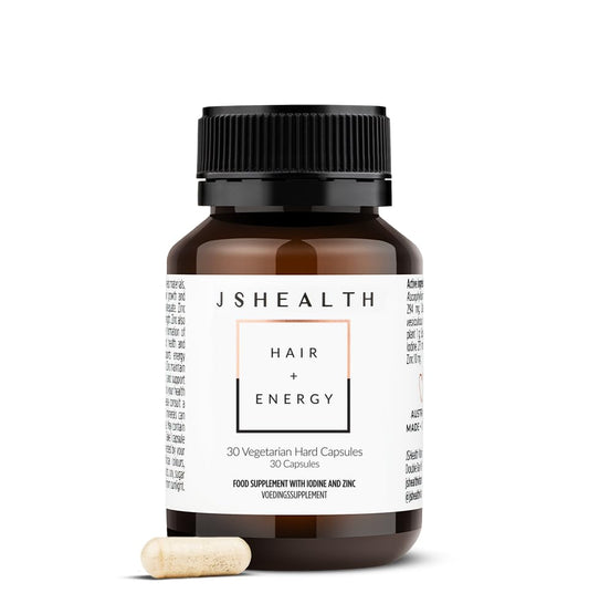 JSHealth Vitamins Hair and Energy Formula Hair Growth Vitamins | Hair Vitamins for Women and Men | Zinc and Iodine Hair Supplements for Hair Growth | Hair Loss Supplements | (30 Capsules)