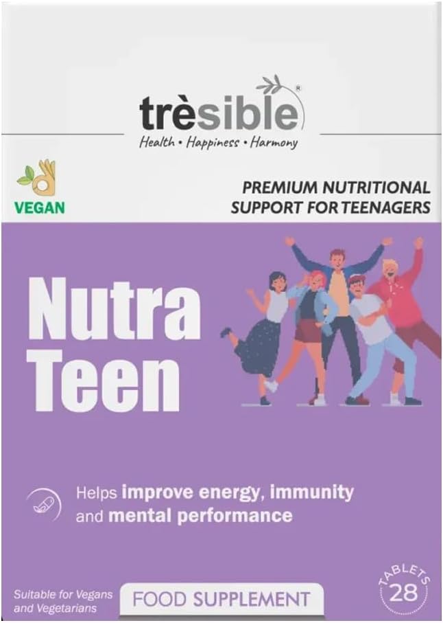 Tresible Trèsible Nutra Teen Vegan Multivitamin for Teenagers Tablets (4 Weeks Supply) - Multivitamin and Minerals Nutritional Supplements, Teen Vitamins for Boys & Girls, 25 Essentia Multivitamin Tablets