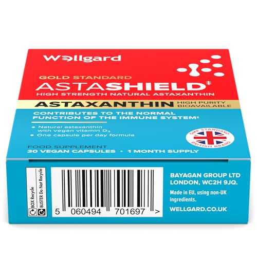 Wellgard Astashield – Highly Bioavailable 8mg Natural Astaxanthin with Vitamin D3