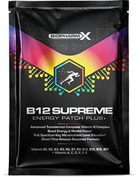Biopharm-X Vitamin B12 1200mcg Supreme Energy Patch + Vitamins B1, B2, B3, B5, B6, B7, B8, B9 (1 Month Supply / 30 Patches) Premium Grade & High Strength B Complex Vitamin Patch