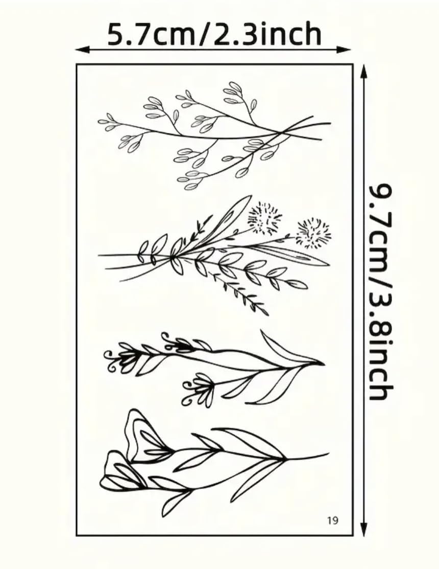 Generic 30 Sheets Of Fine Line Temporary Tattoos, Realistic Removable Body Art, Words, Patterns, Flowers, Botanical Leaves. 100s of Tattoos, Festival Tattoos