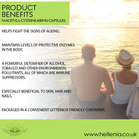 Hellenia N-Acetyl-Cysteine 600mg | 120 Capsules | Vegan NAC Supplement | Manufactured in The UK