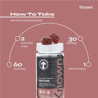 Maitake 1000mg Mushroom Gummies by Known Nutrition | Natural Anti-Inflammatory & Immune Support | Delicious Natural Elderberry Flavour | 60 Two-a-Day Vegan Gummies (One Month’s Supply)