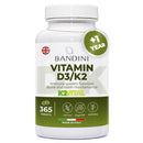 Bandini® Vitamin D3 K2 | 365 Easy Swallow Tablets 1 Year Supply | 2000 IU Vitamin D3 & 200 mcg Vitamin K2VITAL® MK-7 99% All Trans | for Bones, Teeth, Muscles, Joints & Immune System | High Strenght