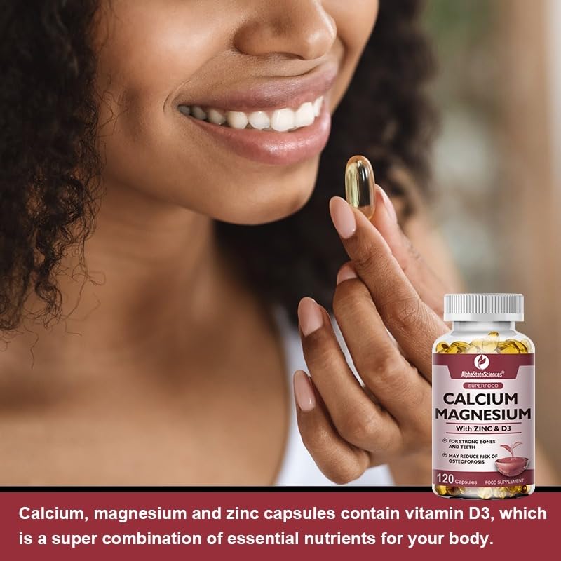 AlphaStateSciences: Advanced High-Strength Calcium-Magnesium Matrix with Zinc & Vitamin D3 - Immune Support, Enhanced Absorption, Bone Support, Muscle Relaxation & Stress Relief - 2Month Supply