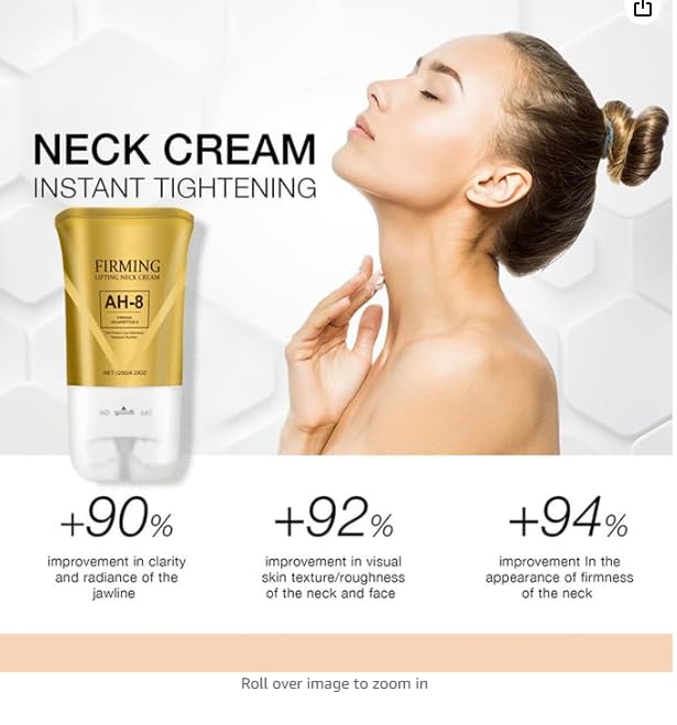 FHRKZZ AH-8 Firming Neck Cream with Acetyl Hexapeptide-8 & Ceramide NP – Anti-Aging, Reduce Wrinkles Chin, Lifting, Tightens Sagging Skin, Hydrates & Smooths Neck & Décolleté —— 120g