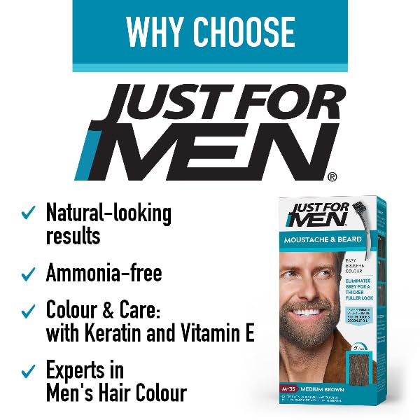 Just For Men Just for men Moustache & Beard Dark Brown Dye, Eliminates Grey for a Thicker & Fuller Look M45