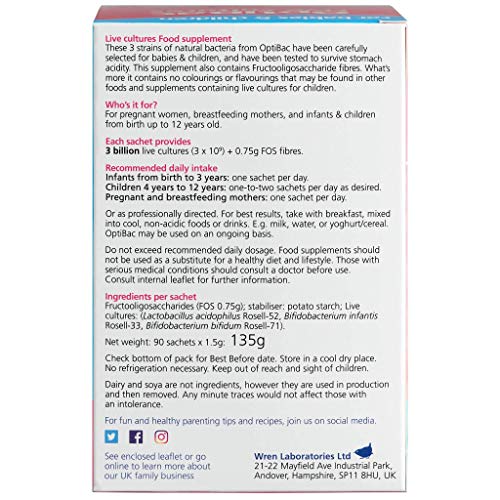 OptiBac Probiotics for Babies & Children,90 Sachets, 200 g