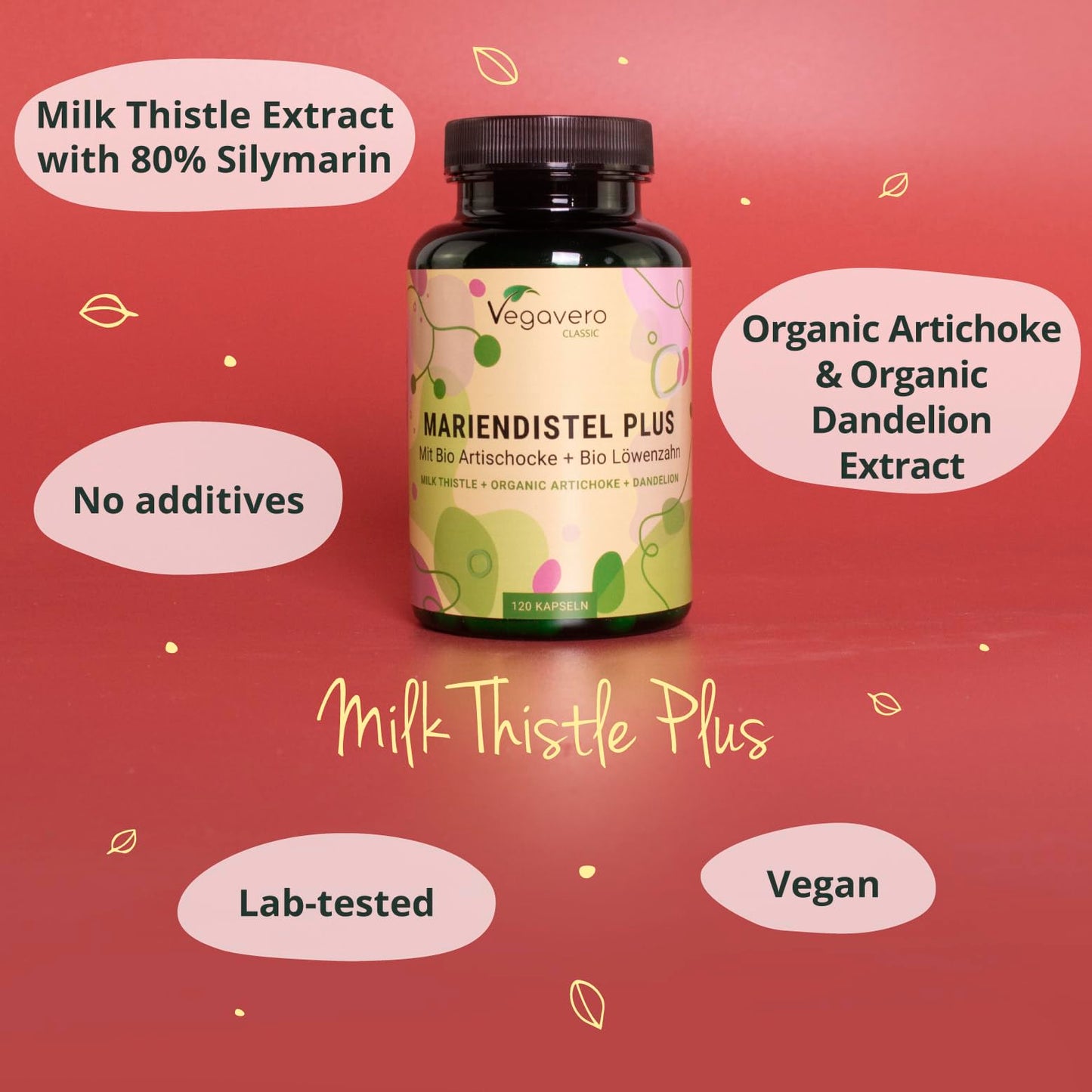 Vegavero Artichoke Leaf Extract Complex | 120 Capsules | HIGH DOSE 80% Silymarin | Liver Detox | No Additives | Vegan