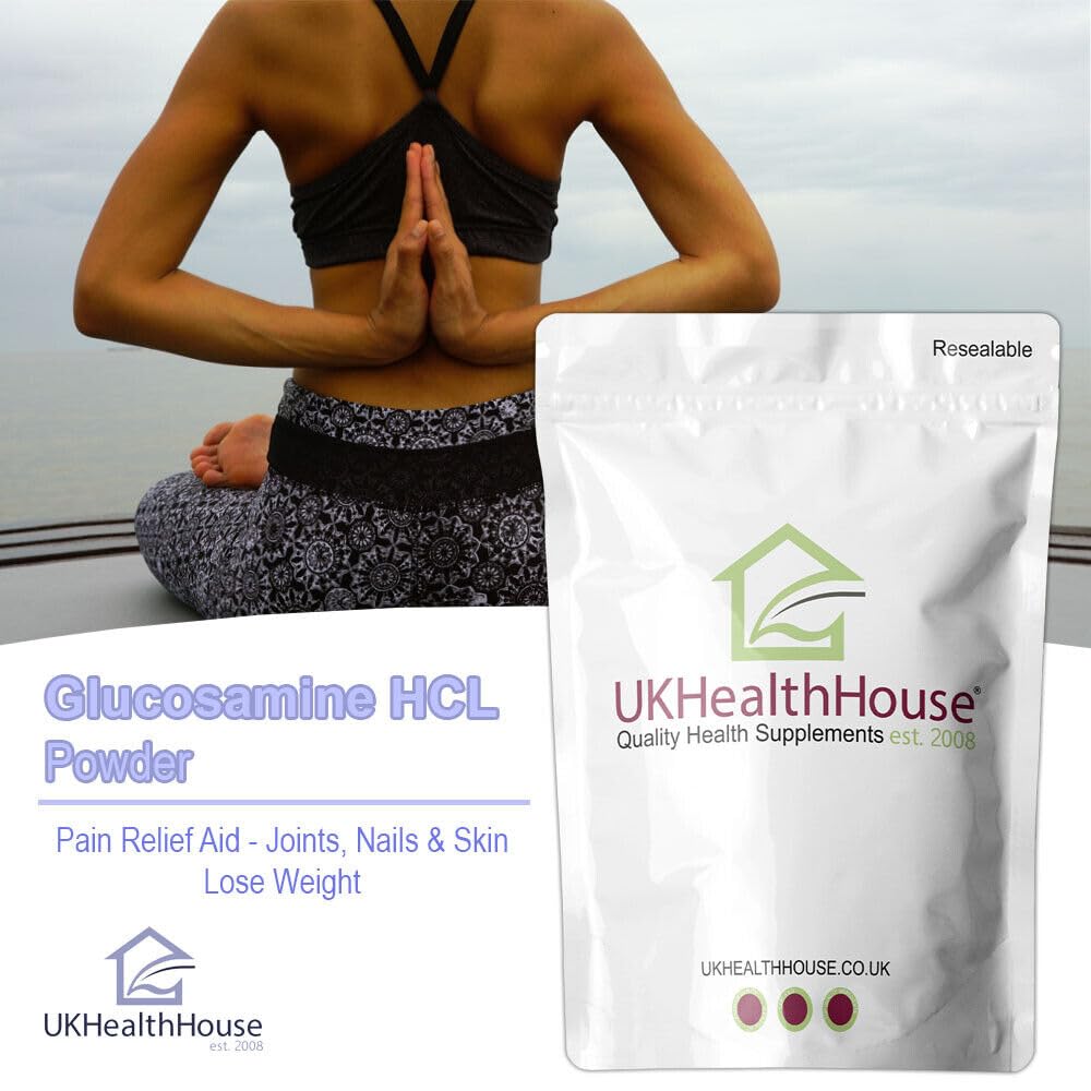 UKHealthHouse Glucosamine Hydrochloride Powder Joint and Cartillage Support Extra Strength 40 Mesh D-Glucosamine HCL Powder Glucosamine HCL Supplement (500g)