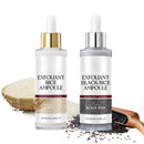 ISBEAUSOLS Peel Shot Glow Rice Ampoule Duo, White Rice + Black Rice Ampoule, Exfoliating Face Scrub for Women, Gentle Facial Cleanser with Rice Water & Niacinamide,Anti-Aging Dead Skin Remover for All Skin Types