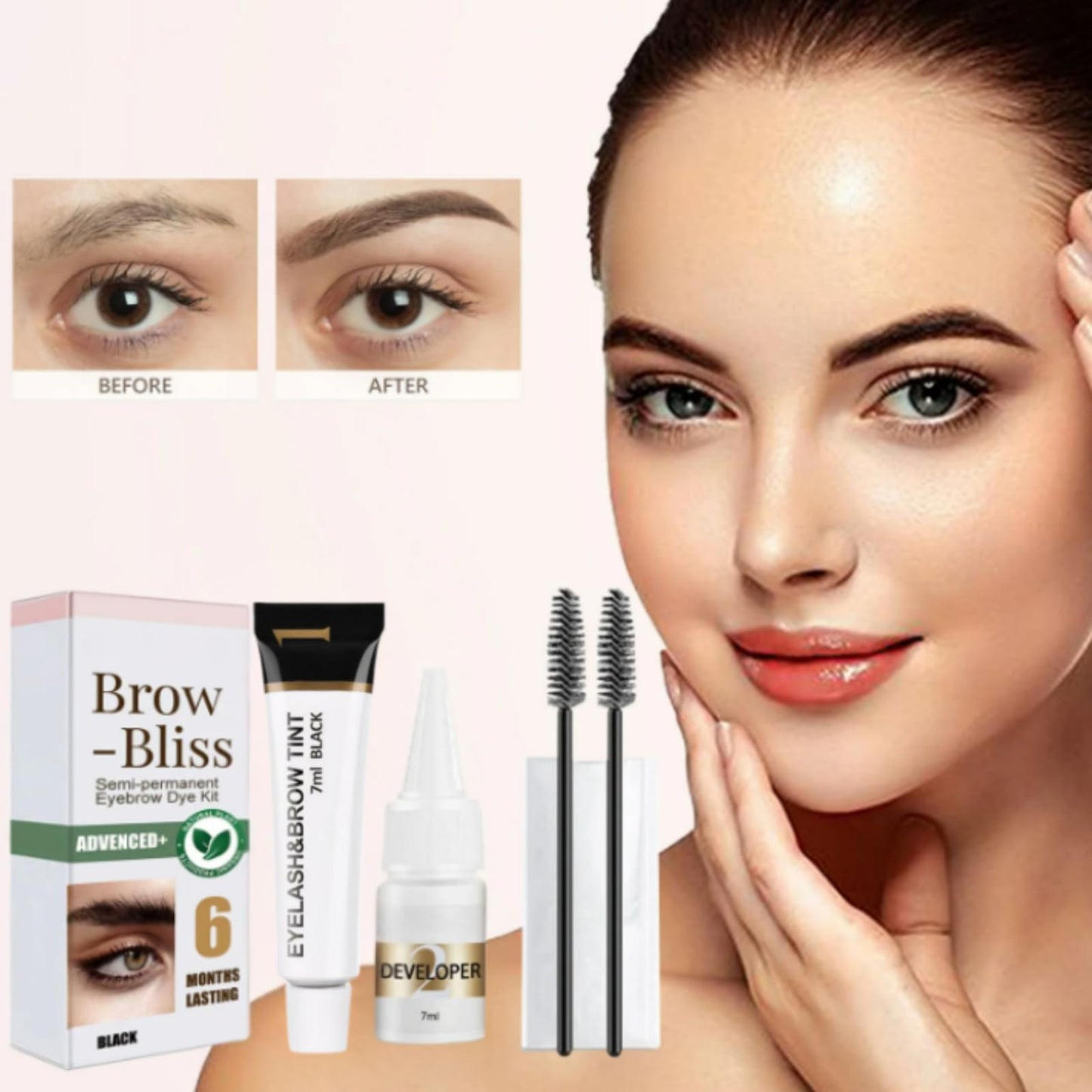 PLVNNZ E-yebrow T-int Kit,Eyebrow Tint,Lash Lift and Tint Kit,Professional Eyebrow & Eyelash Dye, Long-Lasting 6 Weeks, Fast & Easy DIY Brow Dye for Natural,With All Tools(Black)