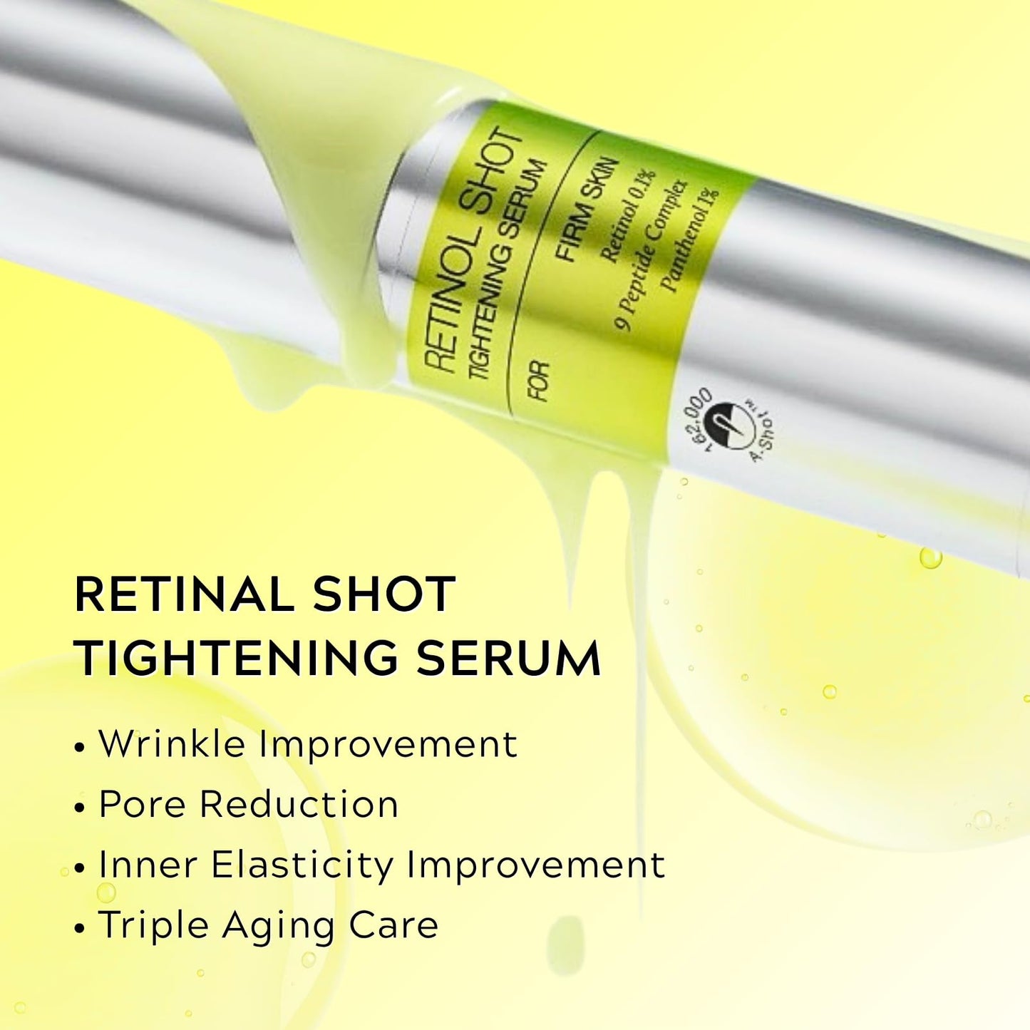 Retinol Shot Tightening Serum, Anti Aging Face Serum with Retinol Peptide, Wrinkles and Fine Lines, Firmer Skin, 30ml