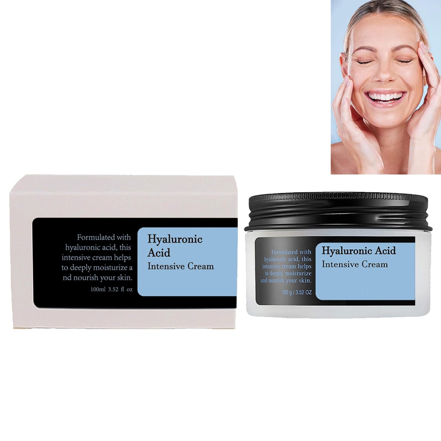 GNAUMORE Hyaluronic Acid Intensive Cream,Anti Aging Face Cream with Hyaluronic Acid and Snail Extract,Skincare Moisturiser Long-lasting Hydration,Anti Aging Face Cream Hyaluronic Acid Moisturiser 100g