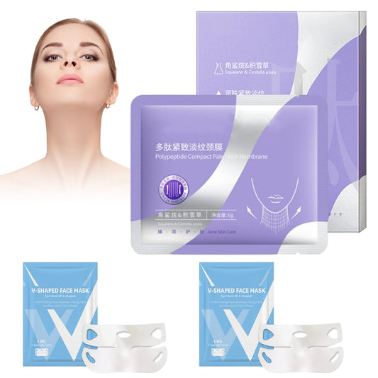 GMHLLES 7Pcs Squalane Collagen Neck Mask Double Chin Lifting Mask Set Include 2 V-Face Masks Anti-Wrinkle Patches, Hydrating and Firming Skin,Girls’ Birthday Gifts, Mother’S Day Gifts
