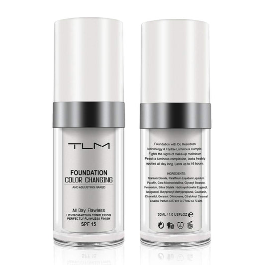Tioueo Color Changing Foundation SPF15,2pcs for Seamless Tone Matching and Sun Protection,Long-Lasting Hydrating and Nourishing for All Ski