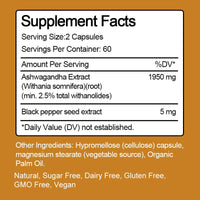 AlphaStateSciences ZenBlend Ashwagandha + Black Pepper Boost: 120 SoftGels, 2-Month Supply for Stress Relief & Immune Support, 1950mg Ashwagandha + 5mg Black Pepper Extract