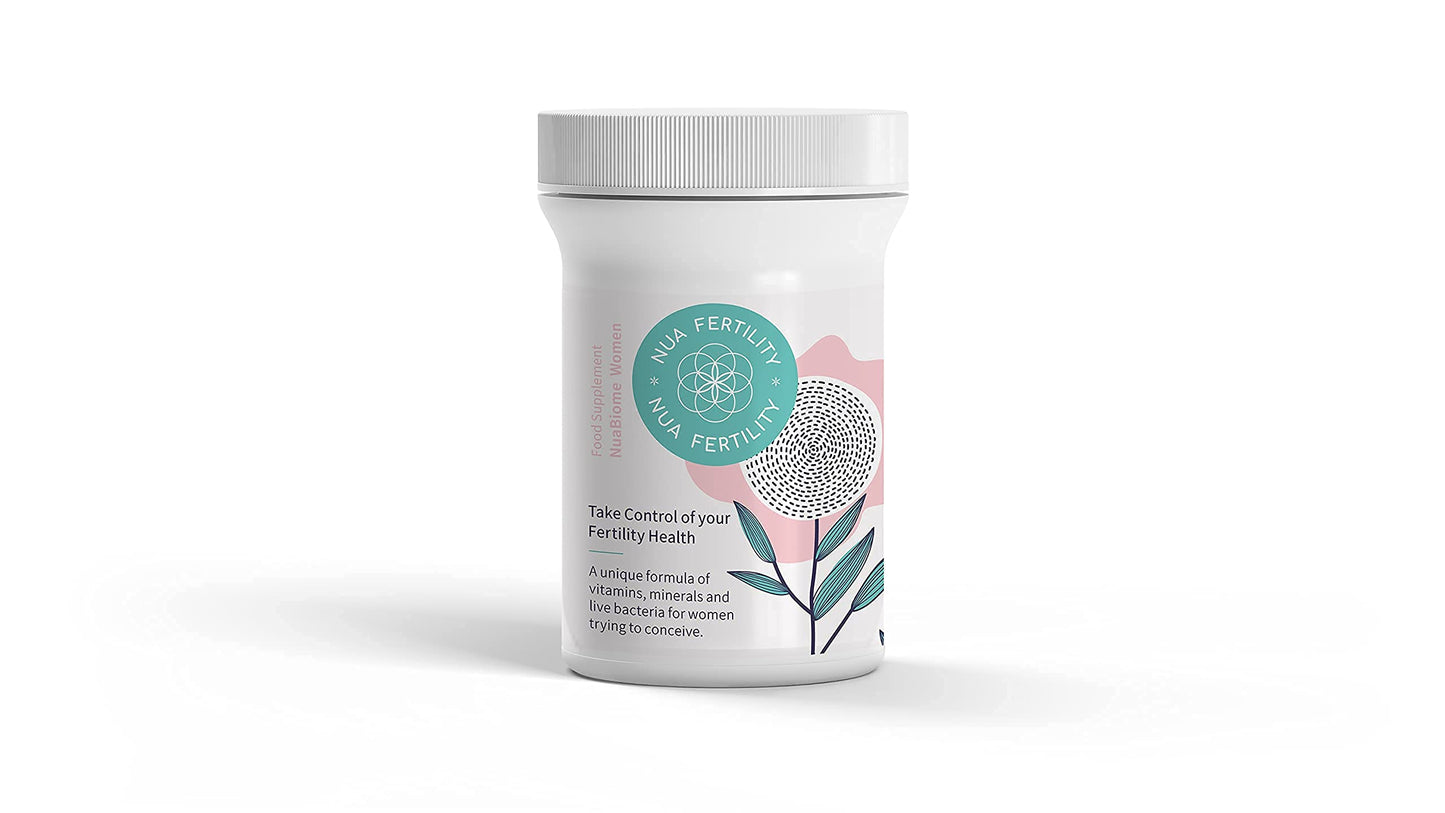 Nua Fertility NuaBiome Women – Multi-Award-Winning Fertility and Gut Health Supplement for Women Trying to Conceive with Live Bacteria, Vitamins and Minerals, Folate, Zinc and Vitamin D (60 Capsules)