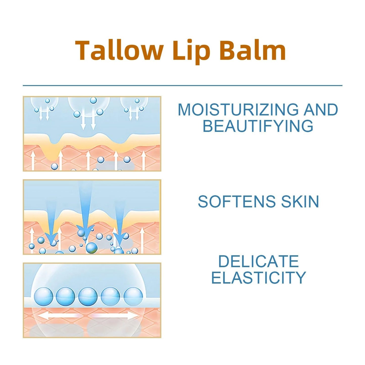 Xunzhi Beef Tallow Lip Balm,5g Tallow Lip Balm,Beef T/allow Balms Stick,Moisturizing L/ip Care,Long Lasting Lipstick,L/ip Plumper for Dry Cracked Lips,Li/p Moisturiser,Ta/llow Li/p Gloss,Lips Repair