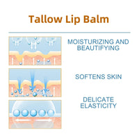 Xunzhi Beef Tallow Lip Balm,5g Tallow Lip Balm,Beef T/allow Balms Stick,Moisturizing L/ip Care,Long Lasting Lipstick,L/ip Plumper for Dry Cracked Lips,Li/p Moisturiser,Ta/llow Li/p Gloss,Lips Repair