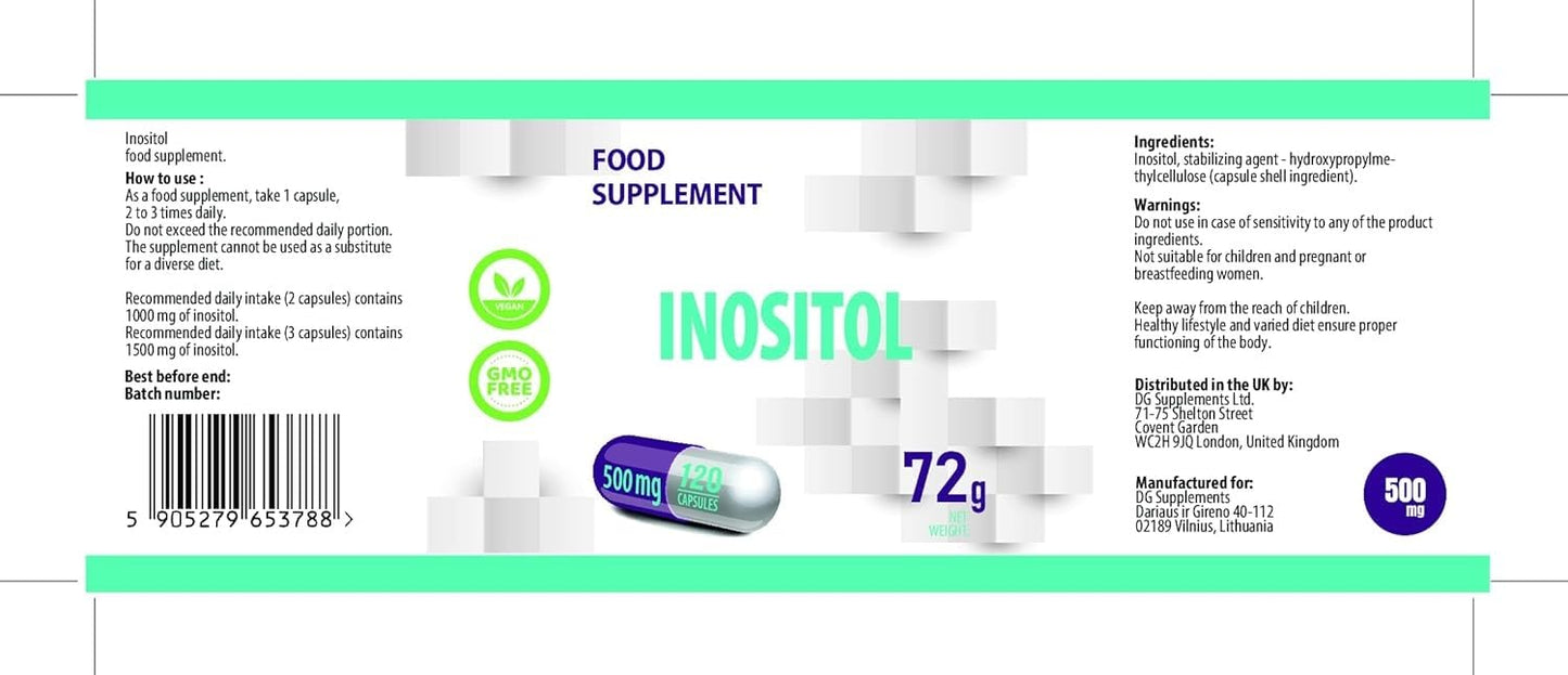 Hepatica Inositol | 500 mg | 120 Vegan Capsules | 4-Month Supply | GMP & 3rd Party Lab Tested