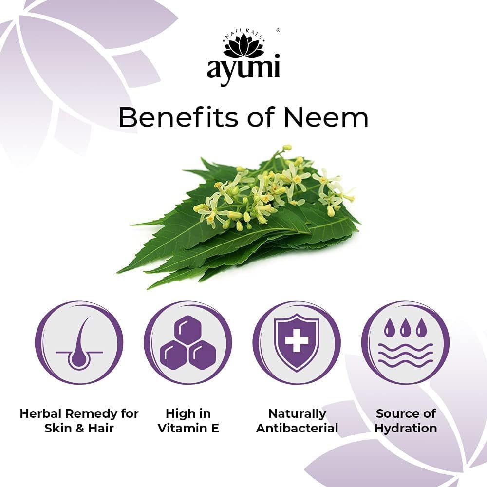 Ayumi Pure Neem Oil, Herbal Remedy For Skin & Hair, High in Vitamin E to Soothe Dry & Damaged Skin, Restores the Skin's Natural Elasticity - 2 x 100ml