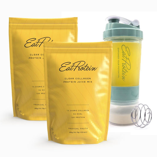 EatProtein - Clear Collagen Protein Juice 1 Month Bundle, 250g x 2 - with Shaker