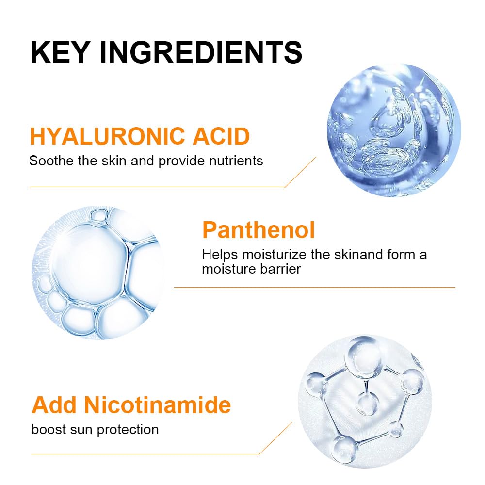 Sunscreen SPF 50+ Lightweight & Hydrating, Sun Cream Water-Resistant, SPF 50 Face Moisturiser Long-lasting Effect, Suncream Factor 50 Gentle Lotion No White Cast for All Skin Types