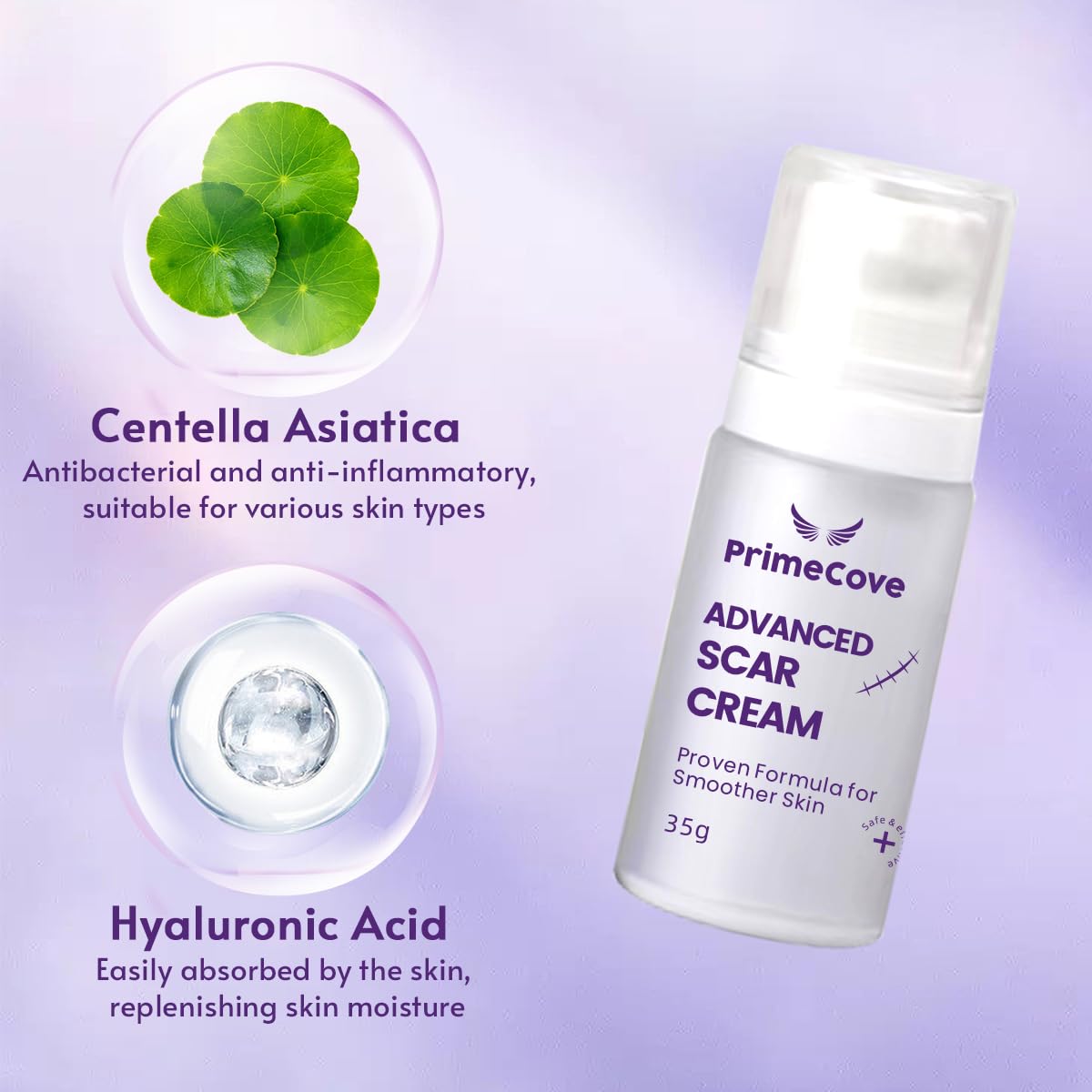 PrimeCove - Advanced Scar Cream (35g) | Remove Surgery, Injury and Acne Scars