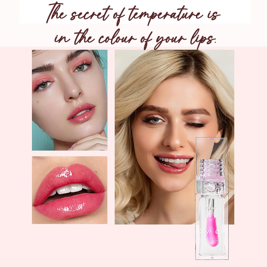 YUYUE-YY Colour Changing Lip Oil, Magic Colour Changing Lip Oil, Plumping Lip Gloss, Glitter Lip Gloss, Hydrating Glitter Shine Liquid Lipstick Moisturizing Lip Care Lip Gloss for Teenage Girls (3#Black Pearl)