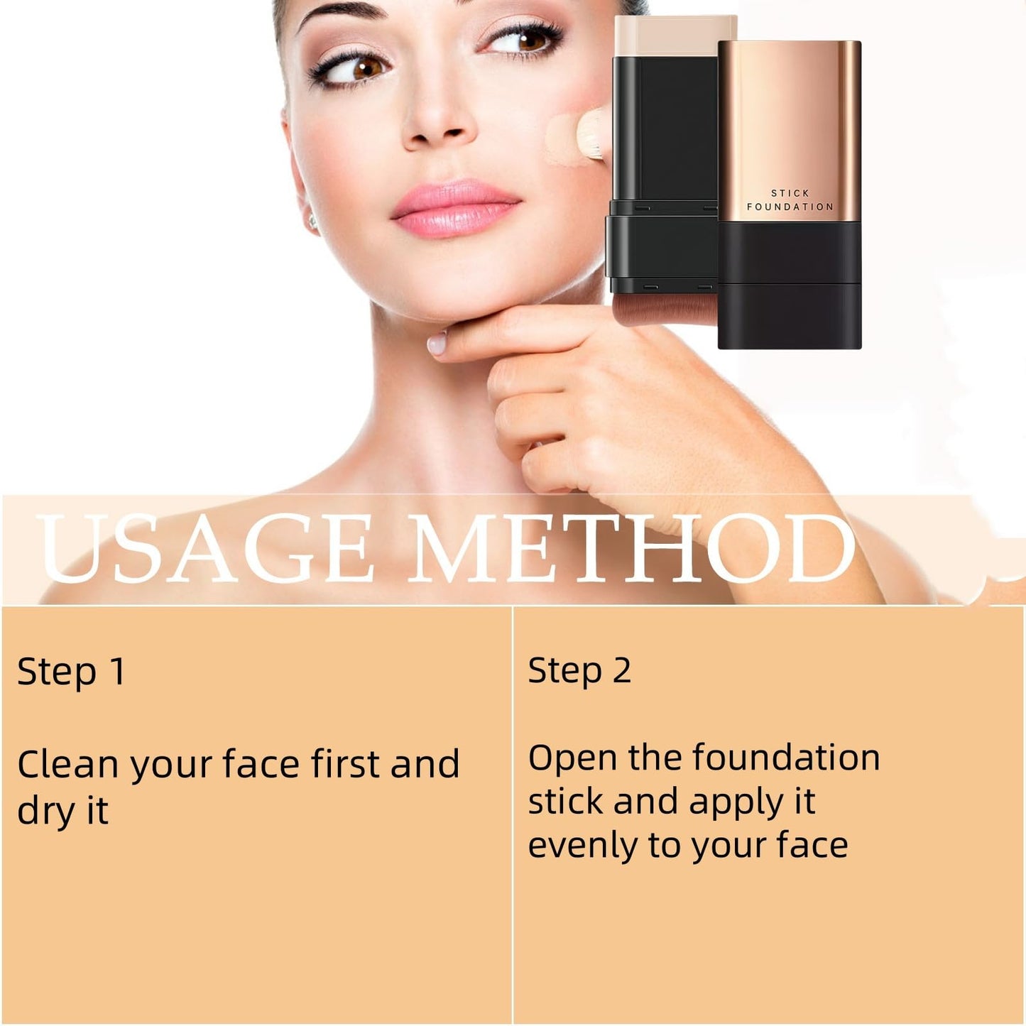 2 In 1 Anti Wrinkle Foundation Stick,Korea Eraser Foundation Stick with Brush,Light Cream Texture,Built-In Brush Exquisite Double,Cover Dark Spot,Suitable for Natural Makeup,Moisturizing(Natural)