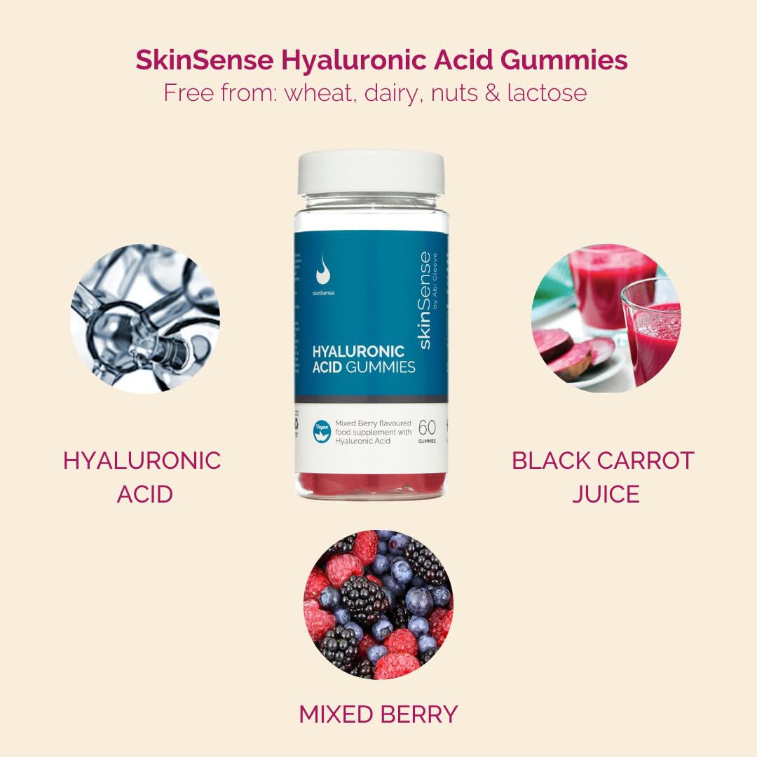 skinSense SkinSense Hyaluronic Acid Gummies 60PCS, Multivitamin Gummies, Chewable Hyaluronic Acid Supplements, Skin Hydration Vitamins, Mixed Berry Flavoured Food Supplement (30 day supply)