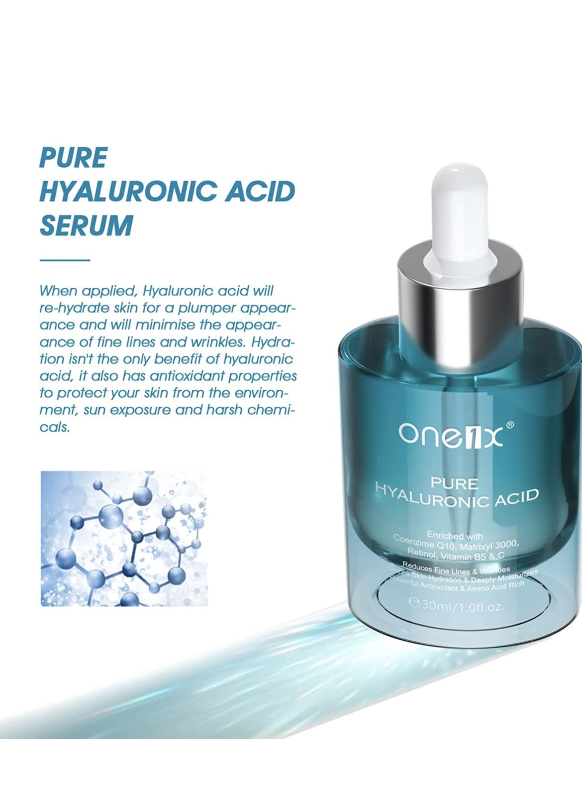 Hyaluronic Acid Serum for Face with Retinol, Vitamin C & B5, Hydrating Face Serum for Dry Skin Plump and Moisture, Anti-Aging, Reduces Wrinkles, Firming Serum for Woman Day Night 30ML