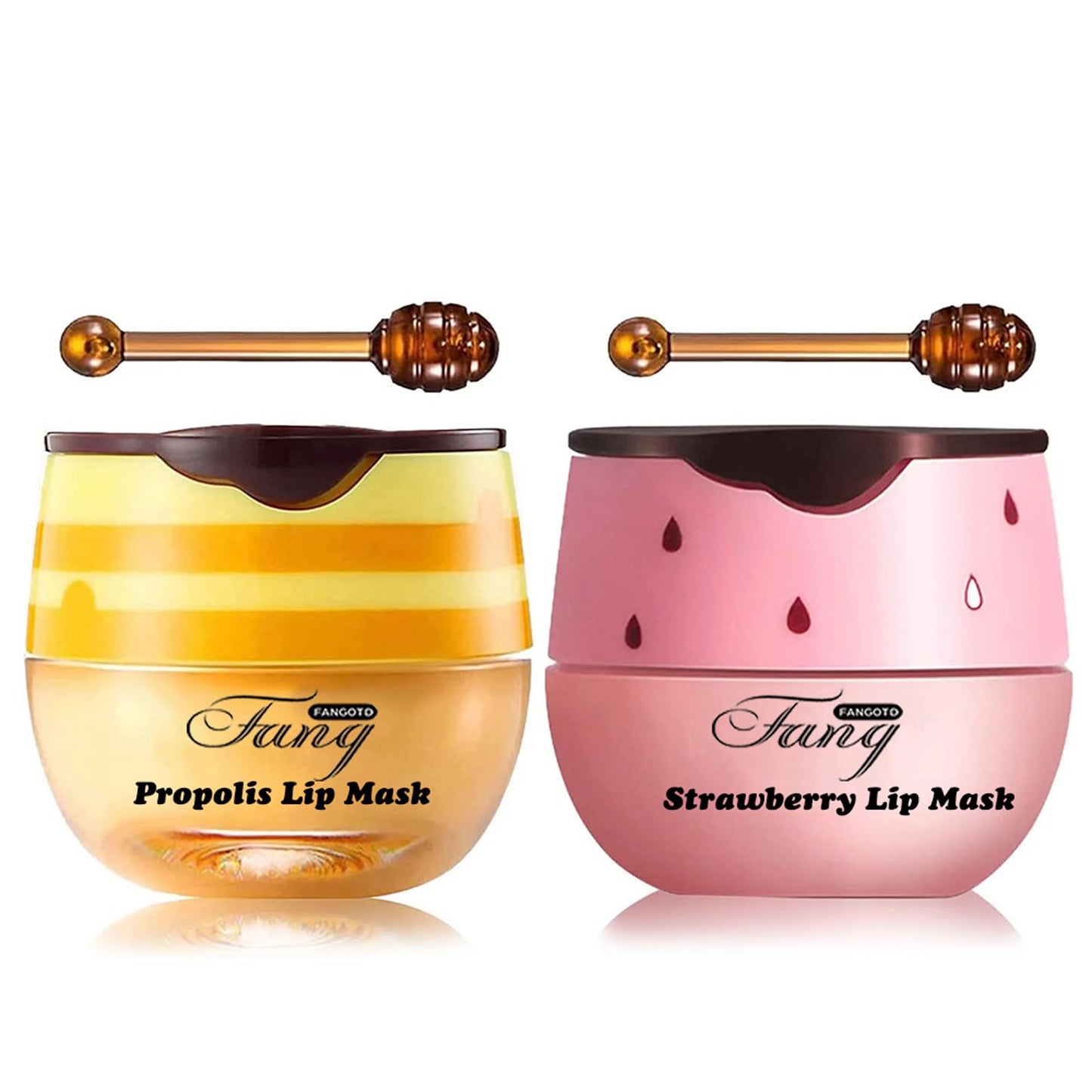 HAORQEE 2PCS Honeybalm Lip Mask Lip Balm Set, Honey Strawberry Lip Sleeping Mask Lip Care Set Lip Repair Lipbalm Lip Balms Lip Plumper, Reduce Lip Lines Moisturiser Nourishing for Dry Peeling Cracked Lips