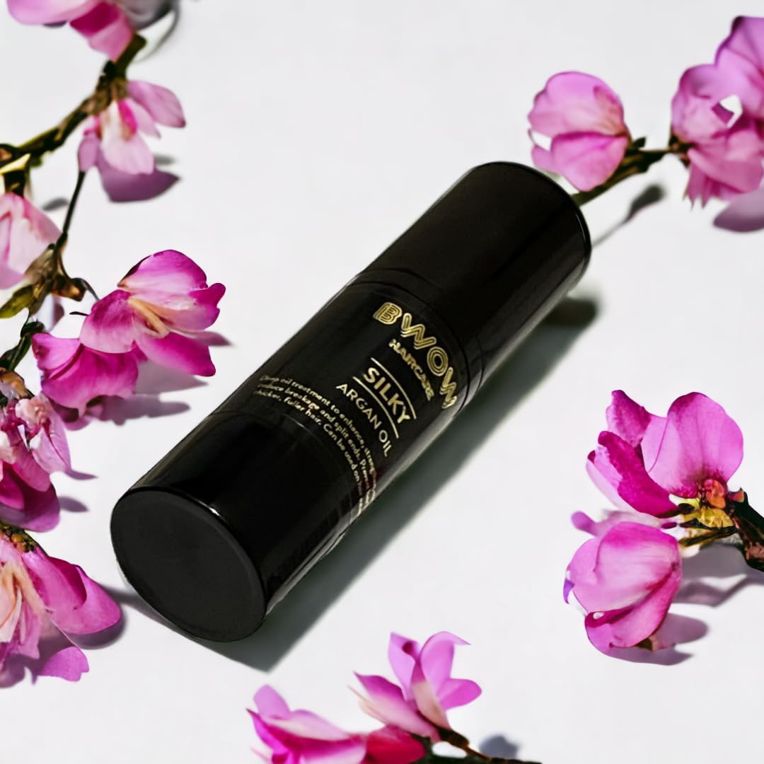 BWOW COSMETICS Silky Moroccan Argan Hair Oil Serum Vitamin E Oil, Essential Fatty Acids, Heavy Hair Oil for Dry Hair Splint Ends, Pure Argan Oil for Thicker, Longer, Stronger Hair.