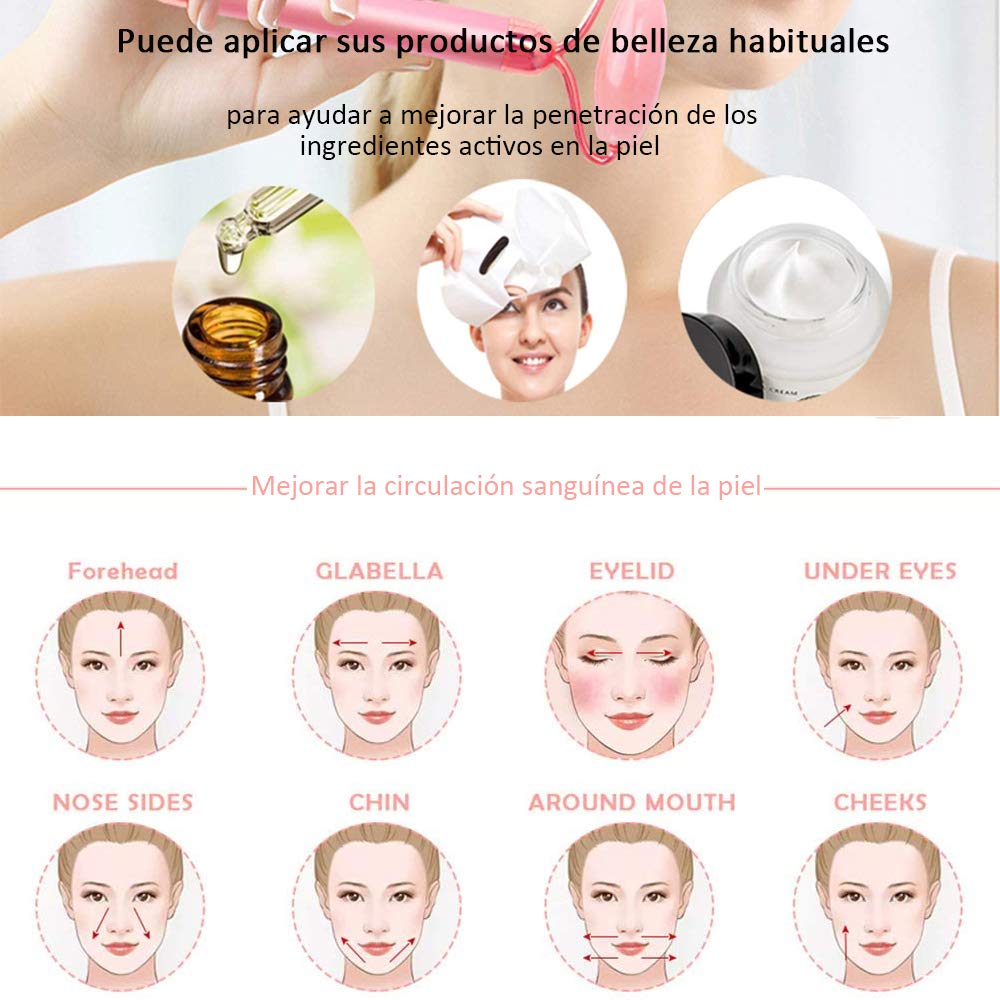 WANGDEFU Electric Jade Roller Face Massager,3-in-1,100% Natural Rose Quartz Facial Roller Kit,Skin Care Beauty Roller Tool for Anti-Aging,Anti-Wrinkle,Skin Tightening,Chin Toning Roller,Rose Gold