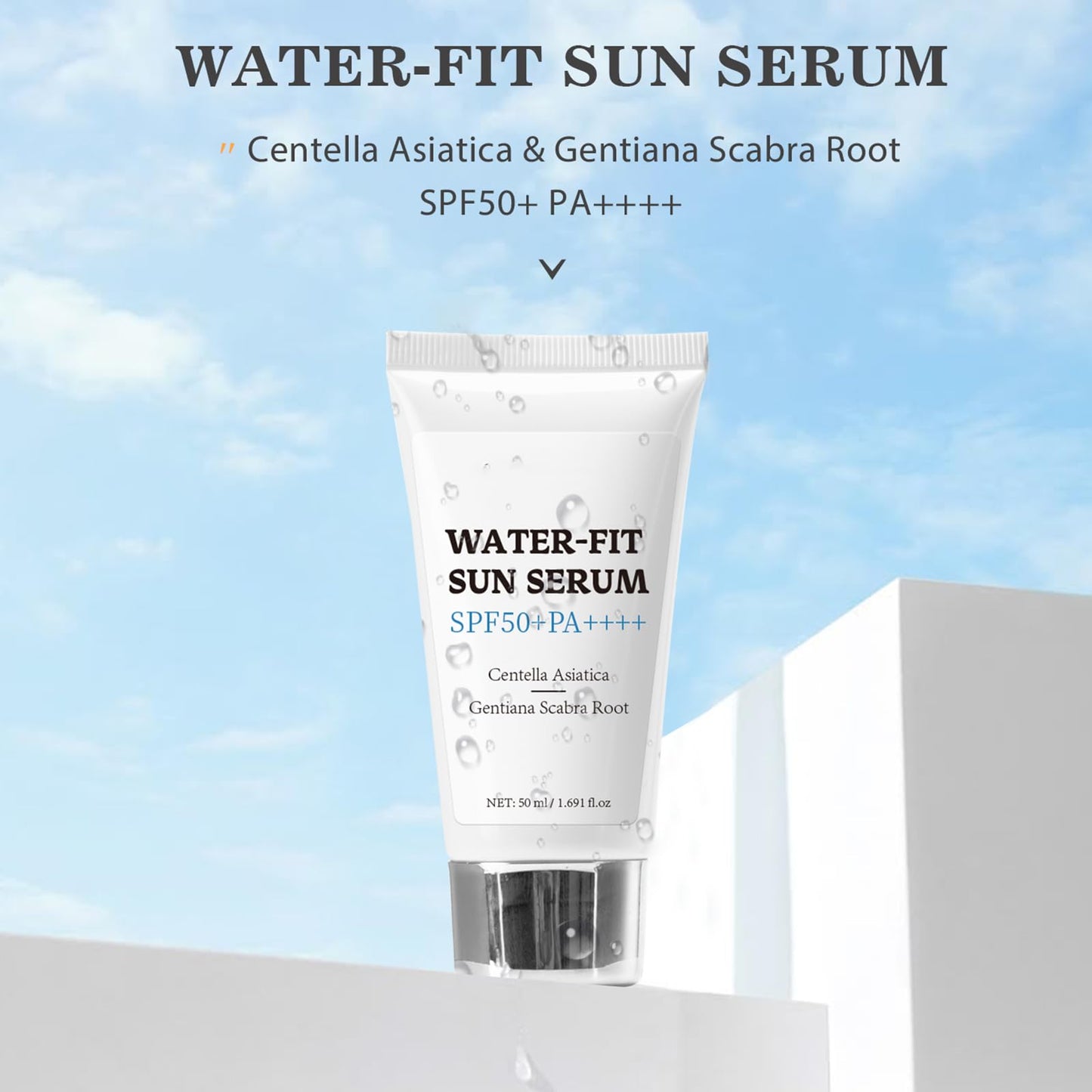 TBeautfave Madagascar Centella Sunscreen, Centella Sun Cream SPF 50 Pa++++, Water-Fit Sun Serum with Pure Centella, SPF 50 Face Moisturiser, Broad Spectrum UV Protection, Hydrating & Soothing Korean Sunscreen