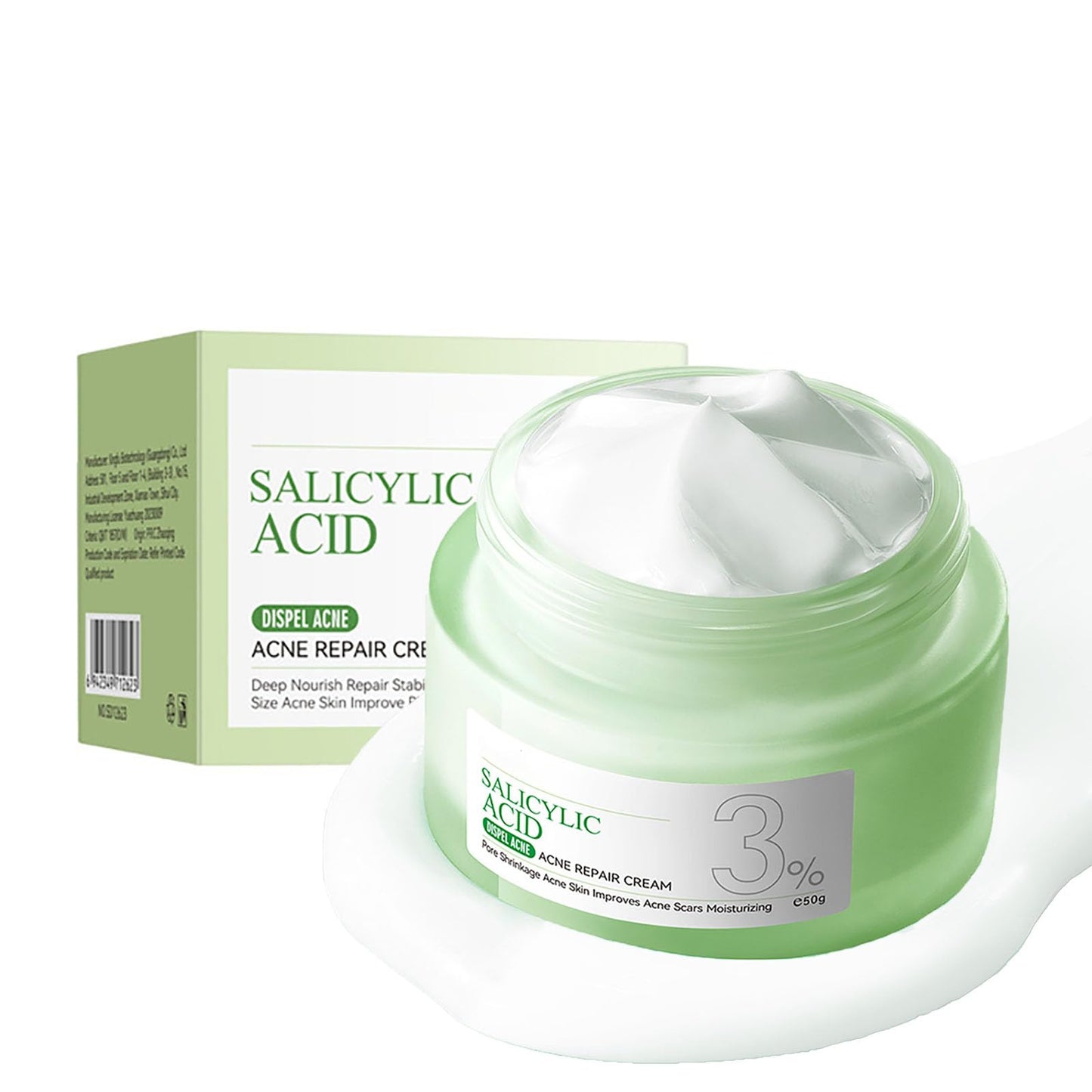 ISBEAUSOLS Salicylic Acid Acne Cream 50g - 3% BHA Spot Cream for Acne - Blackhead Remover - Dark Spot Remover for Face - Scar Removal Cream - Moisturizing Face Cream for Women - Pimple Cream for Redness
