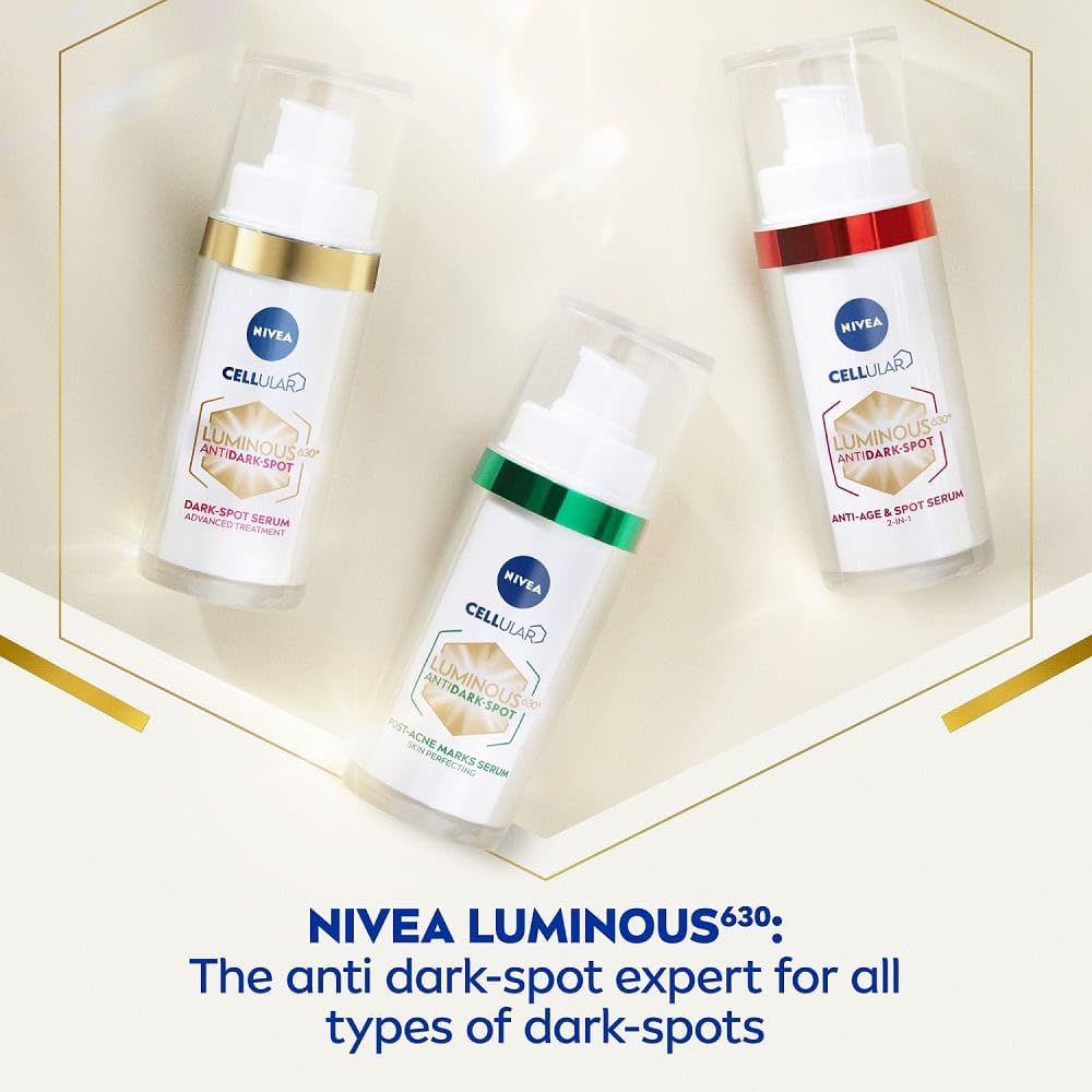 NIVEA Cellular Luminous 630 Anti Dark-Spot Treatment Serum (30ml), Face Serum Lightens and Reduces All Types of Dark Spots, Facial Serum for Even, Brighter, Luminous Skin