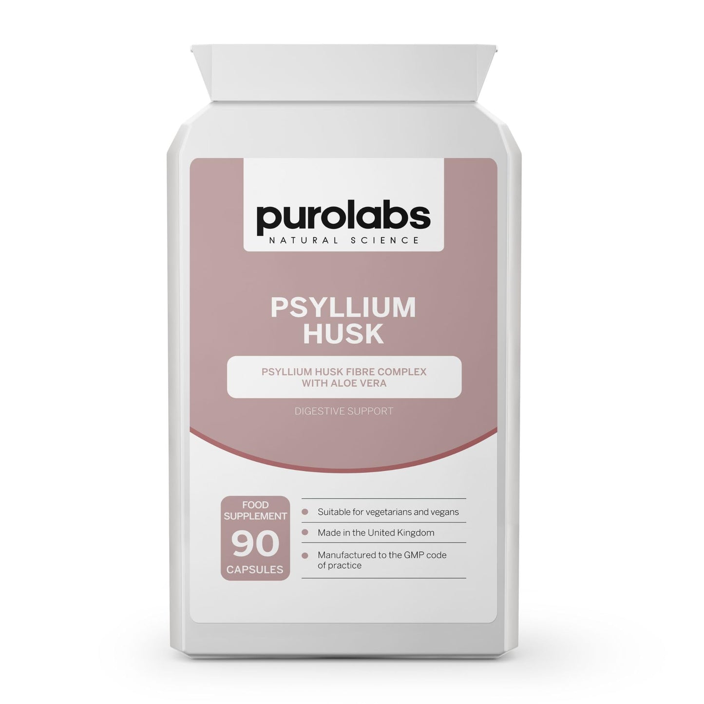 Purolabs Psyllium Husk Complex - High Purity 99.9% Fibre Supplement with Aloe Vera - Natural Digestive Support - Gut Health & Bowel Regularity - 90 Capsules