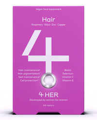 4 Her Hair supplements for women - 60 Vegan Tablets - Hair and Nails Vitamins for Women - Biotin, Rosemary, Selenium, Zinc, Copper and Millet Extract - for Hair and Nail Maintenance