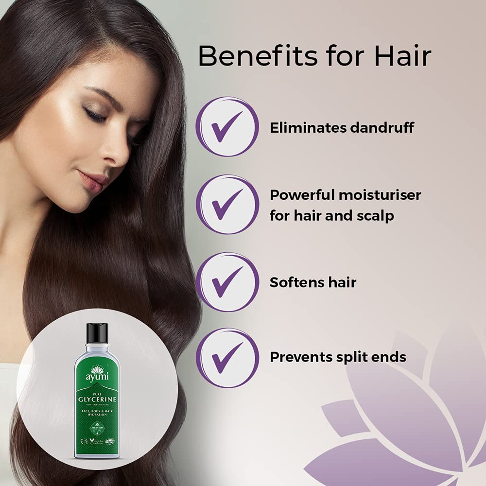 Ayumi Pure Glycerine, Locks in Skin Hydration & Attracts Water to the Skin, Prevents Dry Skin & Leaves it Feeling Smooth, Can be Used For Face Masks - 2 x 150ml