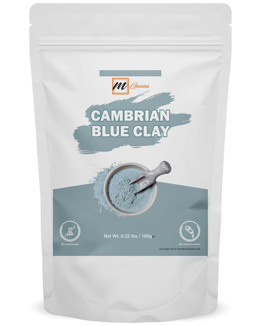 mGanna 100% Natural Cambrian/Serbian Blue Clay for Facial Masks, Creams, Body Wraps, Soft Peels and Scrubs, Skin Tightening, and Soap Making 100 GMS 0.22 LBS