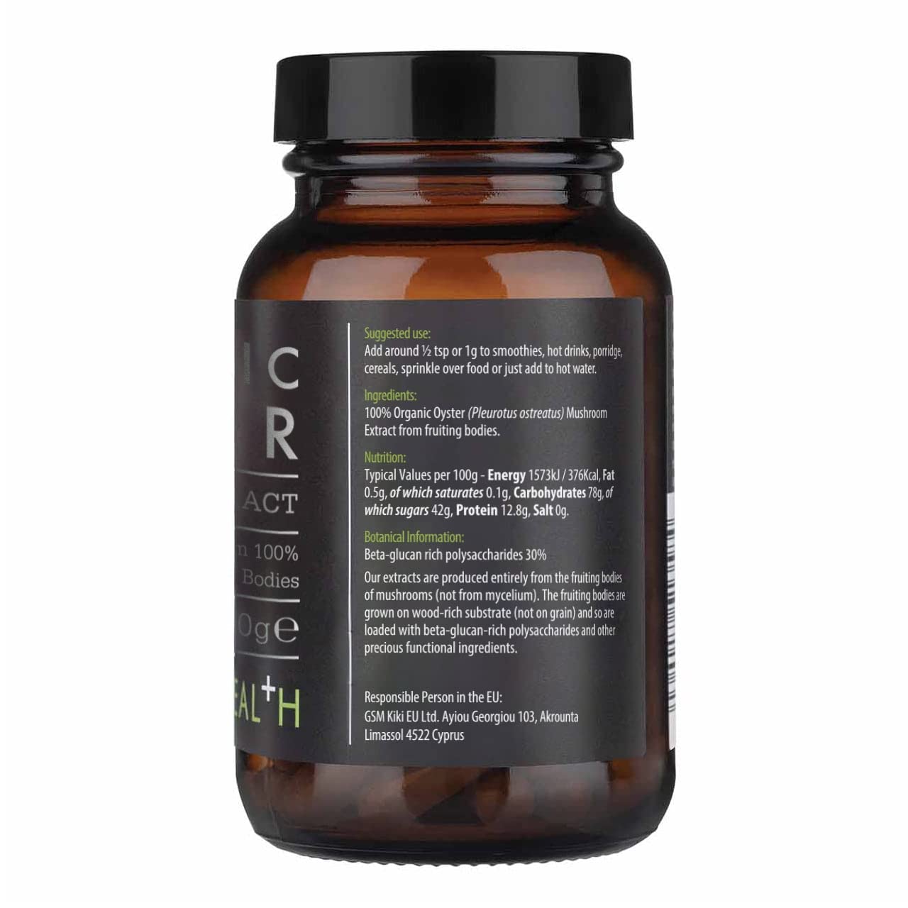 KIKI Health Premium Organic Oyster Extract Mushroom Powder | Full-Spectrum 100% Fruiting Bodies, Wood-Rich Cultivation, 50% Beta-Glucan Polysaccharides, Non-GMO | Boost Immunity Naturally- 50g