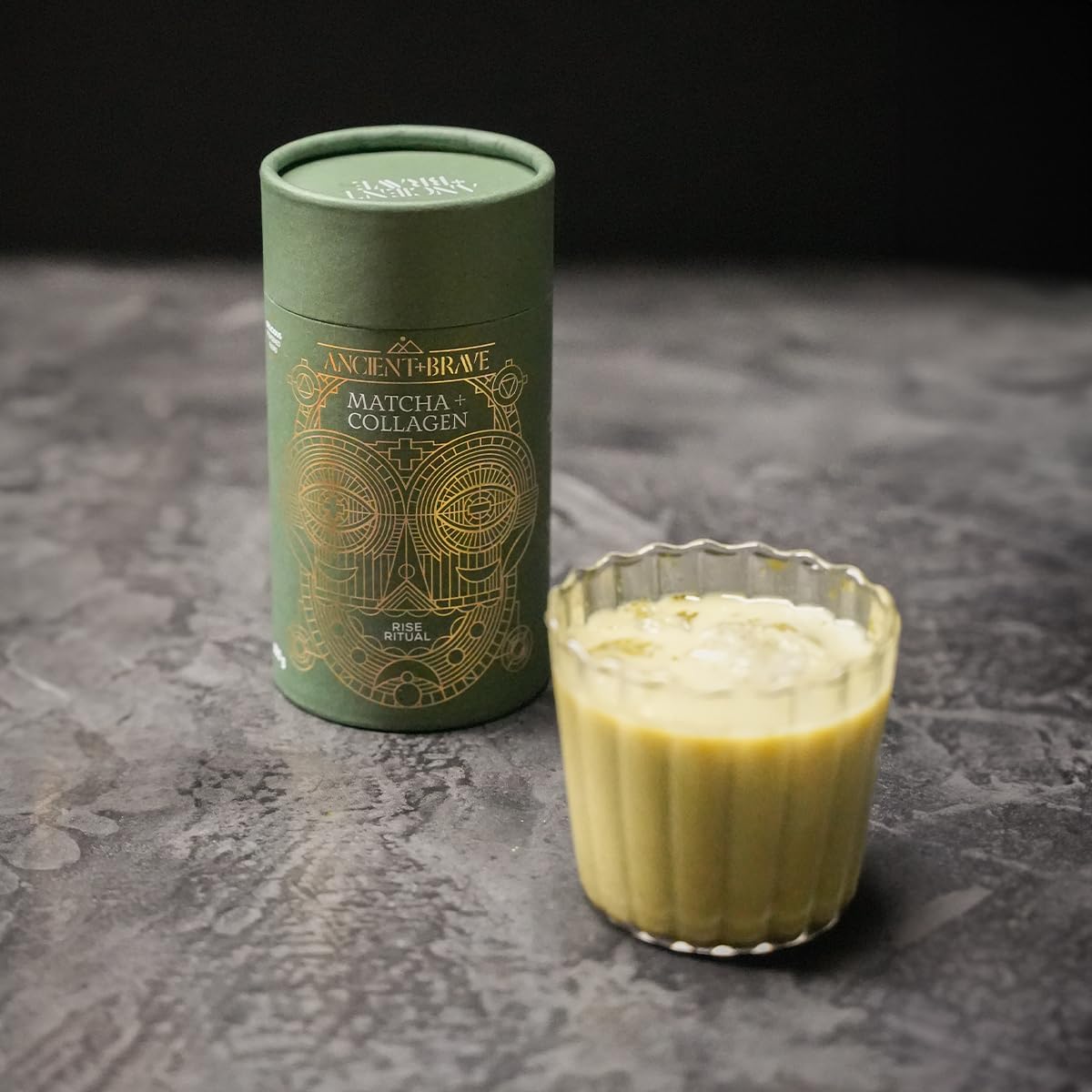 Ancient + Brave Matcha + Collagen 150g Tub - Lion's Mane Mushroom Powder Supplement - Hydrolysed Collagen Peptides - Radiant Skin, Hair & Nails