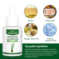 PrimeCove - Biotin & Tea Tree Hair Growth Serum (30ml) | Stimulate Growth, Reduce Graying & Nourish Roots | Advanced & Natural Formula
