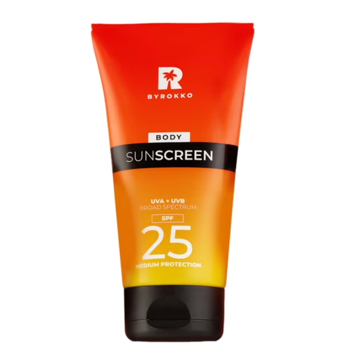 BYROKKO Body Sunscreen SPF 25, 150 ml - Broad Spectrum Protection Sun Cream for Sensitive Skin – Lightweight, Non-Greasy, Hydrating with Shea Butter & Vitamin E, Tropical Scent, No White Cast